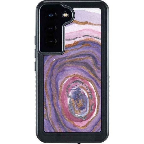 Lilac Watercolor Geode Galaxy S24 Waterproof Case