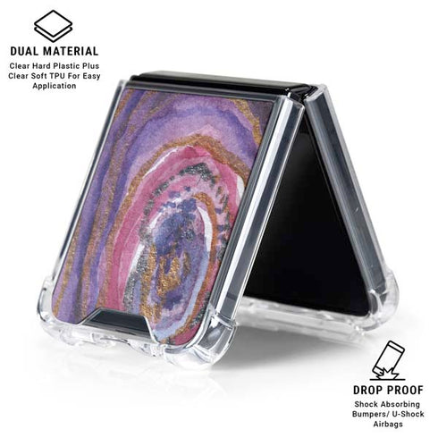 Lilac Watercolor Geode Galaxy Z Flip6 Clear Case