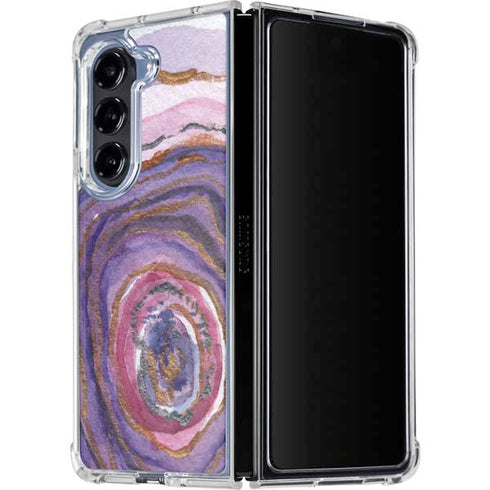 Lilac Watercolor Geode Galaxy Z Fold5 5G Clear Case