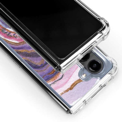 Lilac Watercolor Geode Galaxy Z Fold5 5G Clear Case