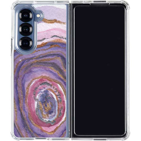 Lilac Watercolor Geode Galaxy Z Fold6 Clear Case