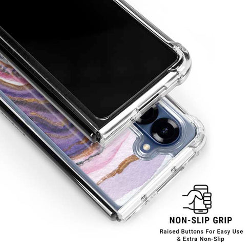 Lilac Watercolor Geode Galaxy Z Fold6 Clear Case