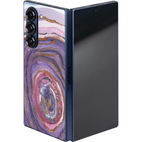 Lilac Watercolor Geode Galaxy Z Fold6 Skin