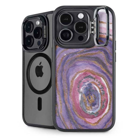 Lilac Watercolor Geode iPhone 14 Pro Max Kickstand Case