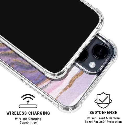 Lilac Watercolor Geode iPhone 15 Clear Case