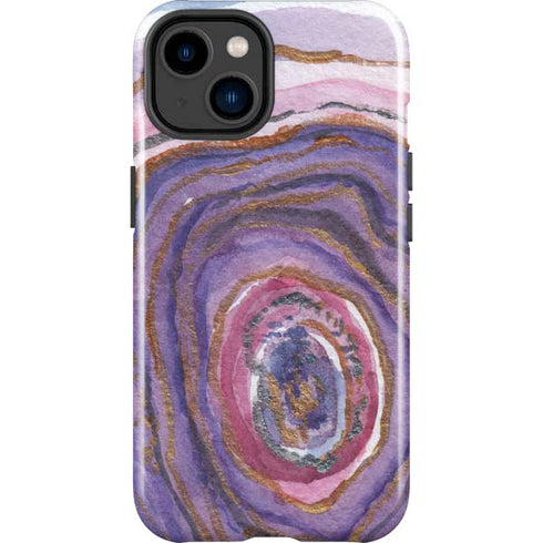 Lilac Watercolor Geode iPhone 15 Impact Case