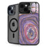 Lilac Watercolor Geode iPhone 15 Kickstand Case