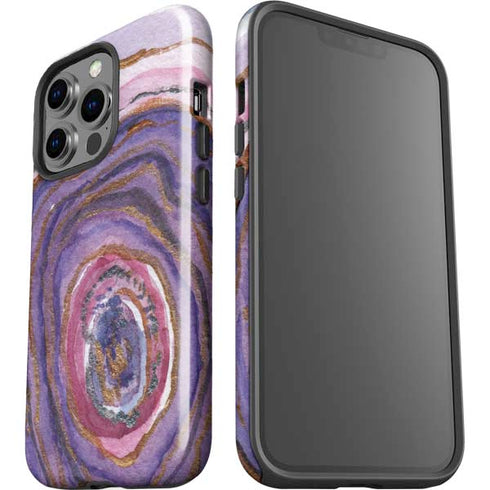 Lilac Watercolor Geode iPhone 15 Pro Impact Case