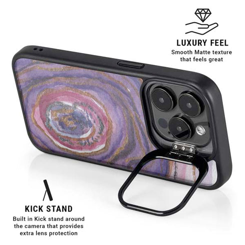 Lilac Watercolor Geode iPhone 15 Pro Kickstand Case