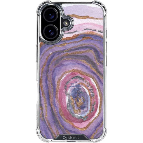 Lilac Watercolor Geode iPhone 16 Clear Case