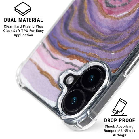 Lilac Watercolor Geode iPhone 16 MagSafe Case