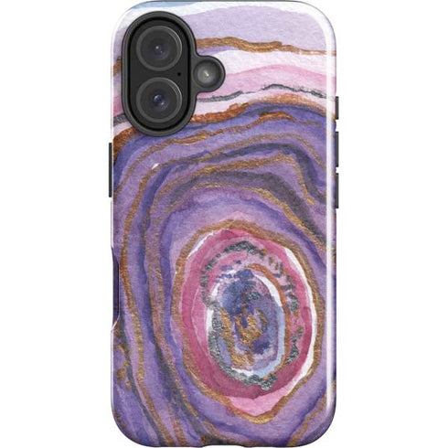 Lilac Watercolor Geode iPhone 16 Plus Impact Case
