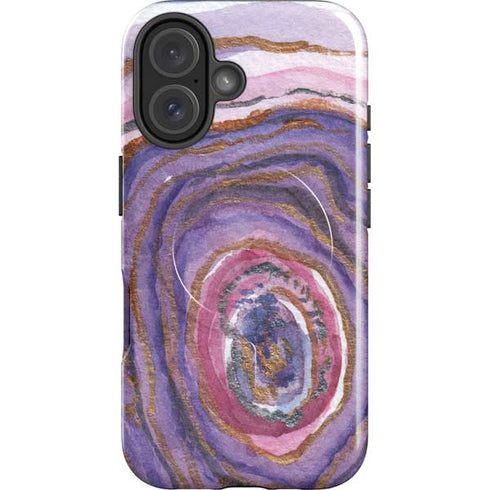 Lilac Watercolor Geode iPhone 16 Plus Magsafe Impact Case