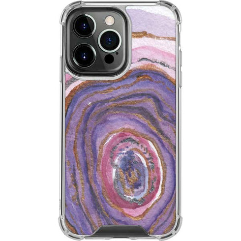 Lilac Watercolor Geode iPhone 16 Pro Clear Case