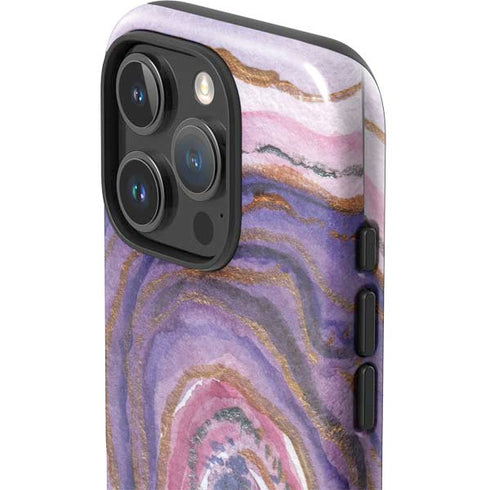 Lilac Watercolor Geode iPhone 16 Pro Impact Case