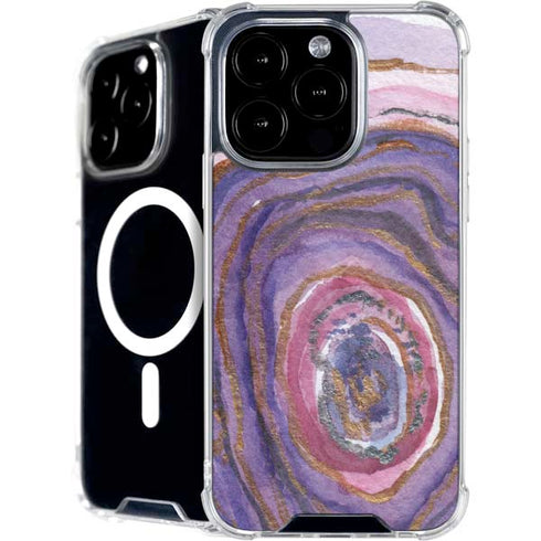 Lilac Watercolor Geode iPhone 16 Pro MagSafe Case