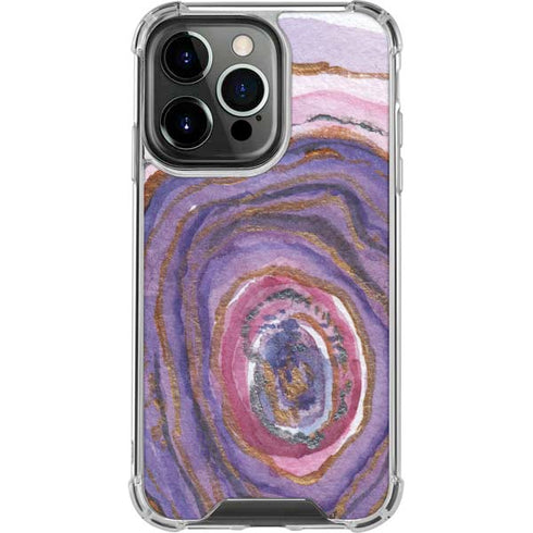 Lilac Watercolor Geode iPhone 16 Pro Max Clear Case
