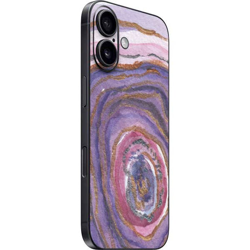 Lilac Watercolor Geode iPhone 16 Skin