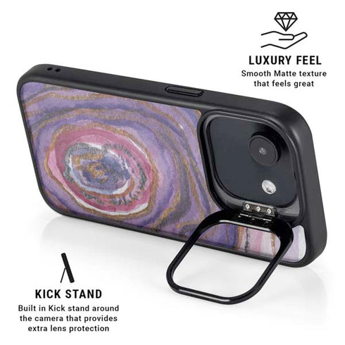 Lilac Watercolor Geode iPhone 16e Kickstand Case