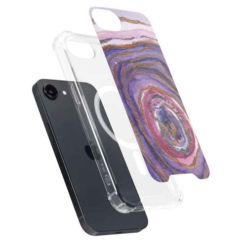 Lilac Watercolor Geode iPhone 16e MagSafe Case