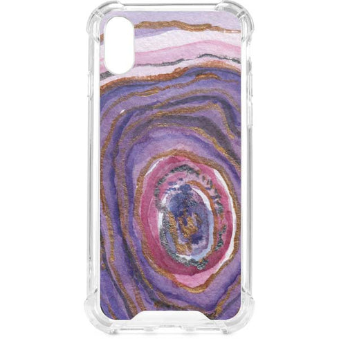 Lilac Watercolor Geode iPhone XS Clear Case