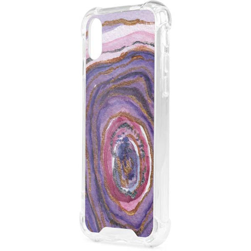 Lilac Watercolor Geode iPhone XS Clear Case