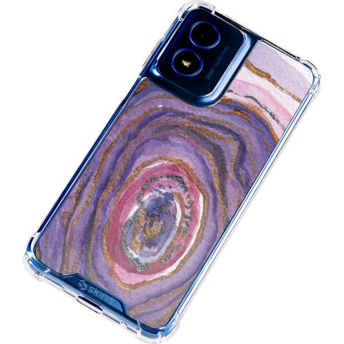 Lilac Watercolor Geode Moto G 5G (2024) Clear Case