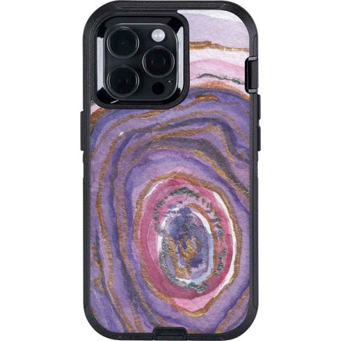 Lilac Watercolor Geode Otterbox Defender iPhone Skin