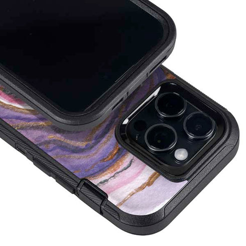 Lilac Watercolor Geode Otterbox Defender iPhone Skin