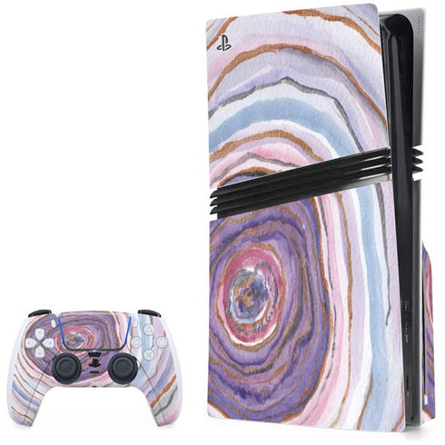 Lilac Watercolor Geode PS5 Pro Disk Bundle Skin