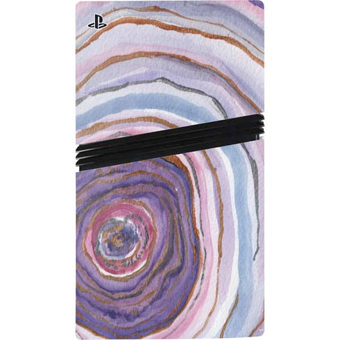 Lilac Watercolor Geode PS5 Pro Disk Bundle Skin