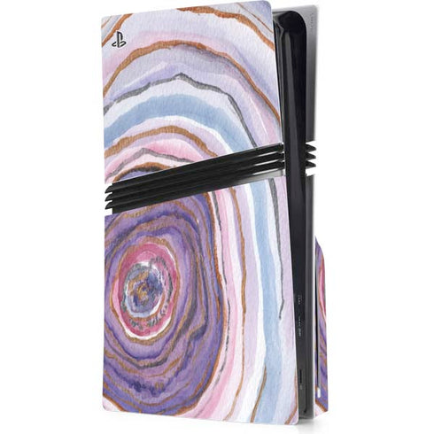 Lilac Watercolor Geode PS5 Pro Disk Console Skin