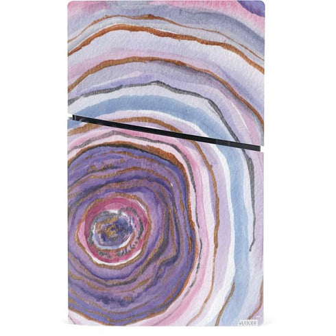 Lilac Watercolor Geode PS5 Slim Digital Edition Console Skin