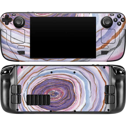Lilac Watercolor Geode Steam Deck Handheld Gaming Computer OLED Skin