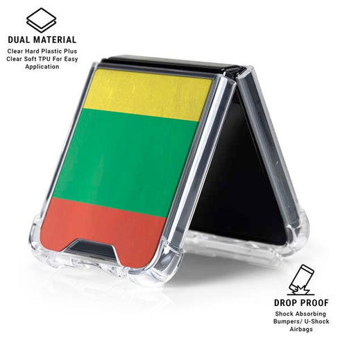 Lithuania Flag Distressed Galaxy Z Flip6 Clear Case