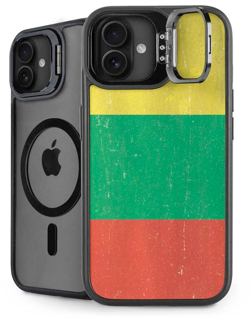 Lithuania Flag Distressed iPhone 16 Plus Kickstand Case
