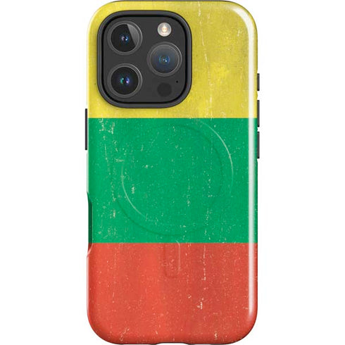 Lithuania Flag Distressed iPhone 16 Pro Magsafe Impact Case