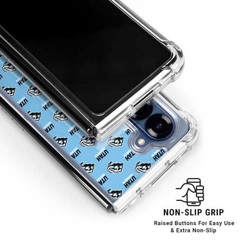 NHL Utah Mammoth Logo Pattern Galaxy Z Fold7 Clear Case