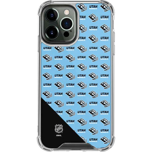 NHL Utah Mammoth Logo Pattern iPhone 14 Pro Max Clear Case