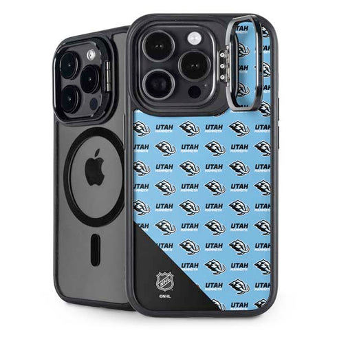 NHL Utah Mammoth Logo Pattern iPhone 14 Pro Max Kickstand Case