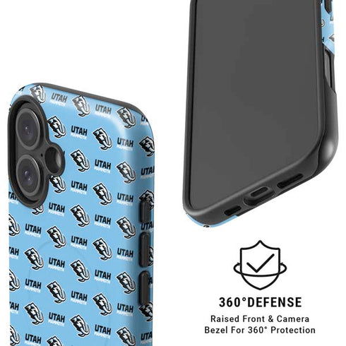 NHL Utah Mammoth Logo Pattern iPhone 16 Plus Magsafe Impact Case