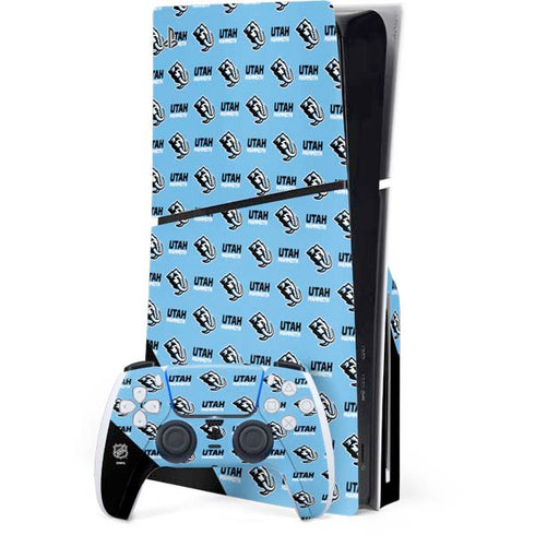 NHL Utah Mammoth Logo Pattern PS5 Slim Disk Bundle Skin