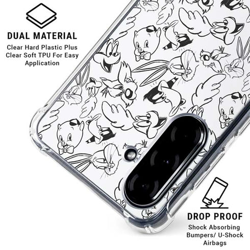 Looney Tunes Looney Squad Black and White Grid Galaxy A36 5G Clear Case