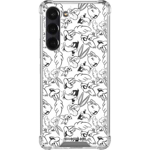 Looney Tunes Looney Squad Black and White Grid Galaxy S24 FE Clear Case