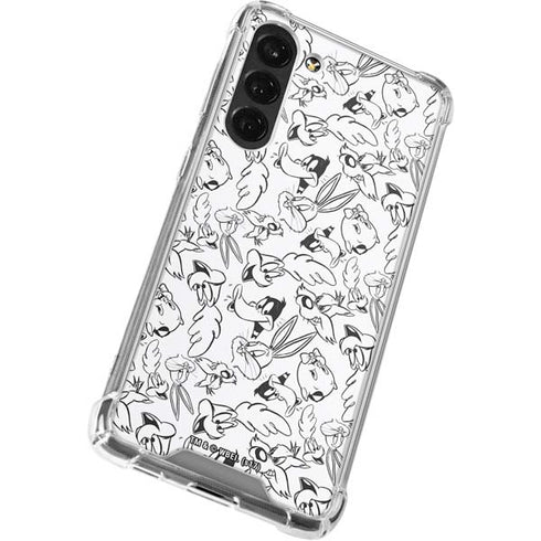 Looney Tunes Looney Squad Black and White Grid Galaxy S24 FE Clear Case