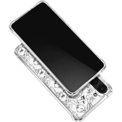 Looney Tunes Looney Squad Black and White Grid Galaxy S24 FE Clear Case