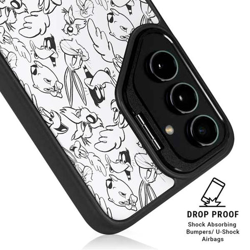 Looney Tunes Looney Squad Black and White Grid Galaxy S24 FE Kickstand Case