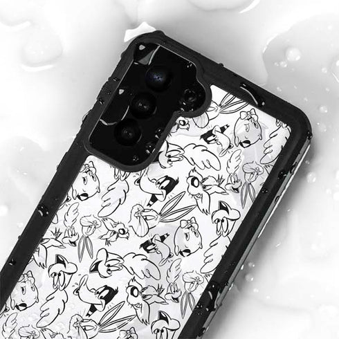 Looney Tunes Looney Squad Black and White Grid Galaxy S24 Plus Waterproof Case