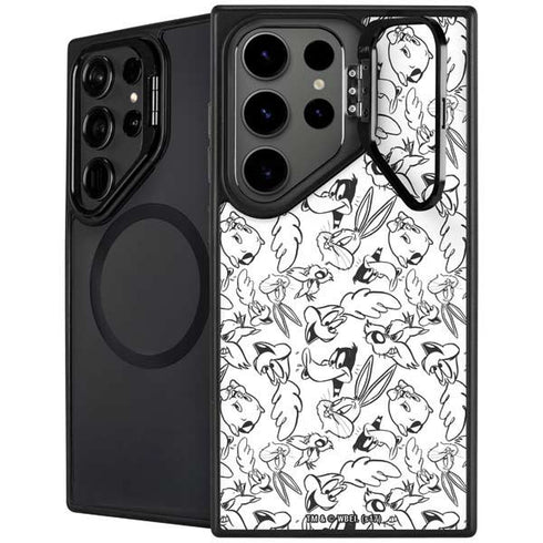 Looney Tunes Looney Squad Black and White Grid Galaxy S25 Ultra Kickstand Case