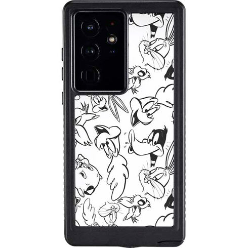 Looney Tunes Looney Squad Black and White Grid Galaxy S24 Ultra Waterproof Case